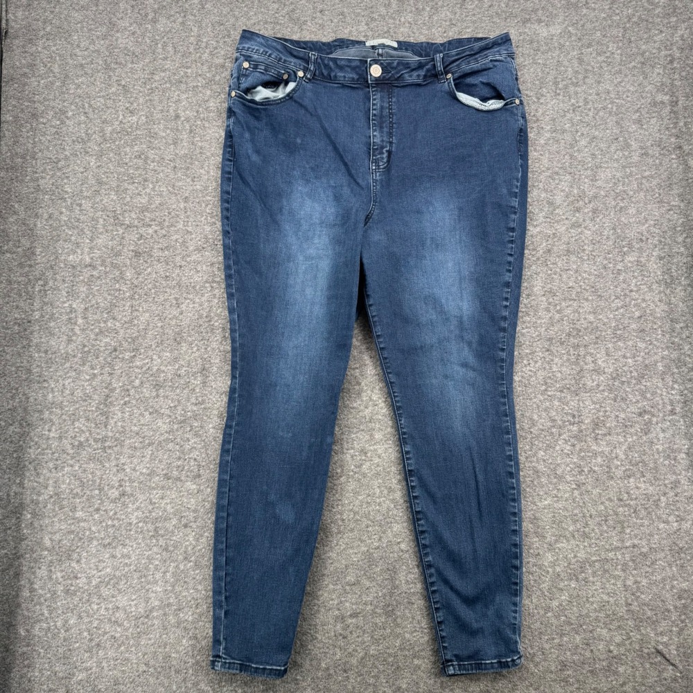 Eloquii Denim Womens Plus 22 High Rise Skinny Jeans Medium Wash Blue Stretch